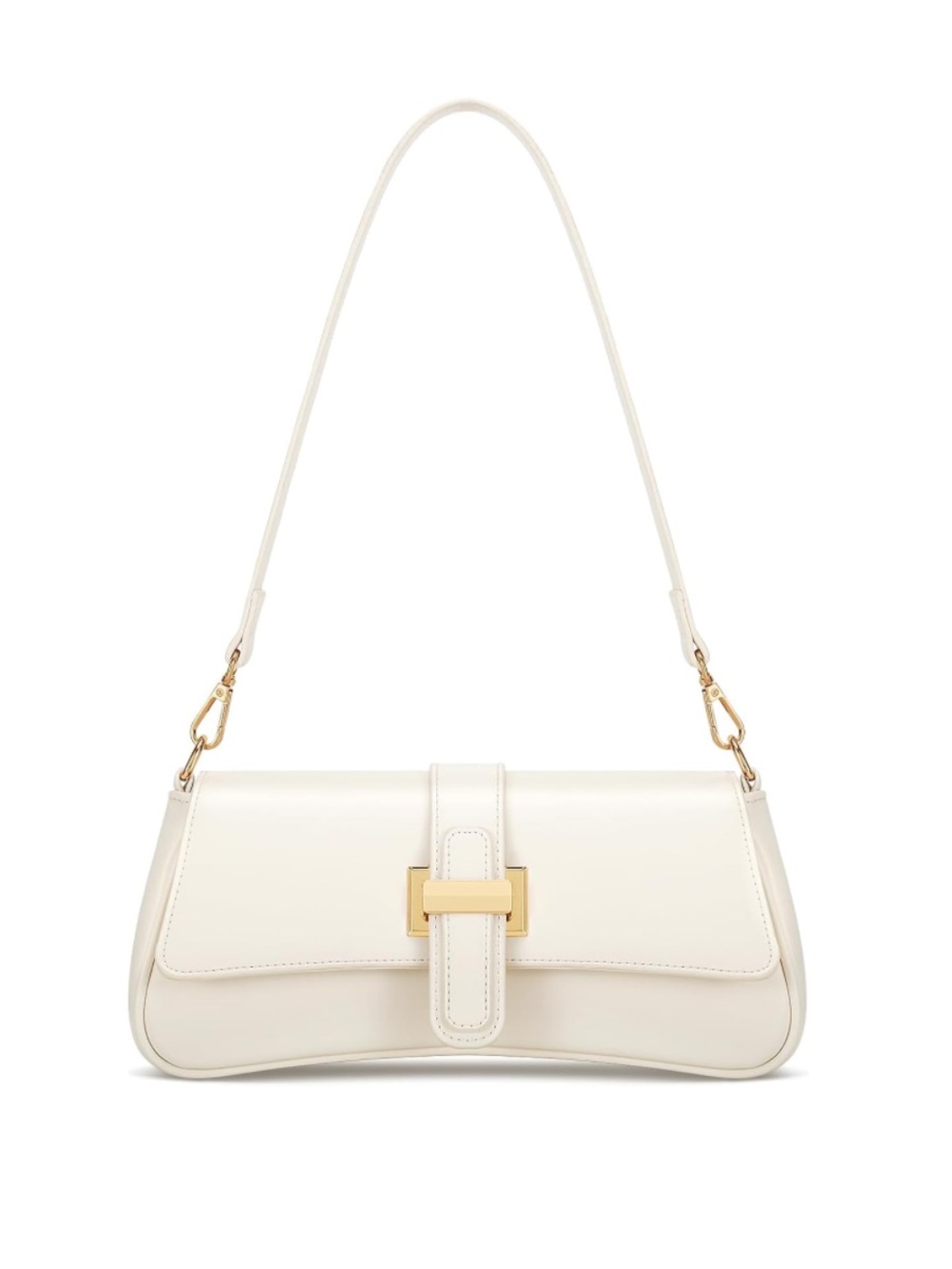 Cream Shoulder Bag with Gold Hardware